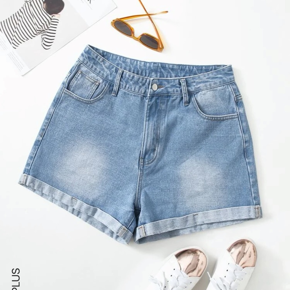Shein light wash shorts